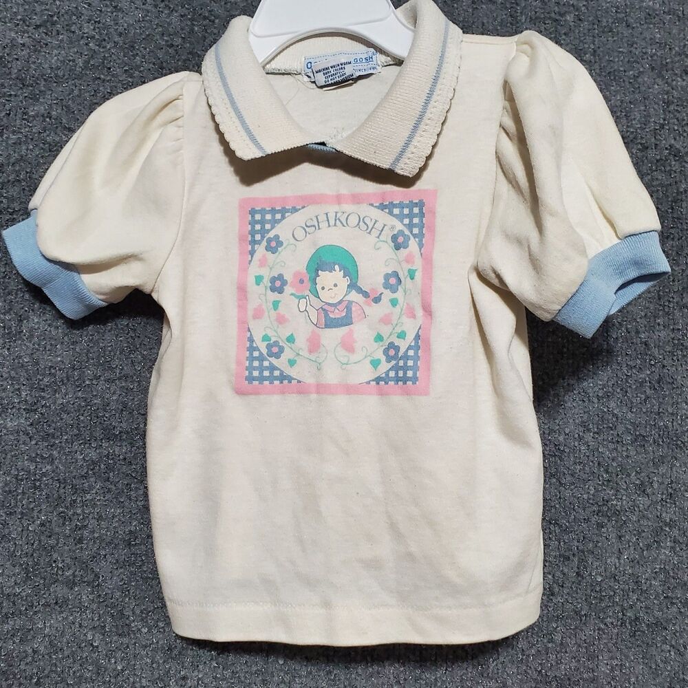Vintage OshKosh B'gosh Prairie Girl Shirt Toddler 2T Floral 90s Flower Cute Polo